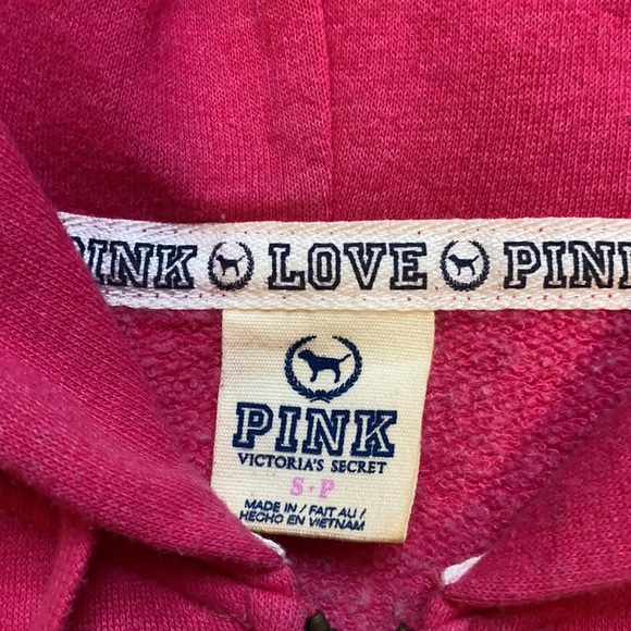 HP🛼[ VS PINK ] Old School Sequin Bling I Love Pink Hoodie - Picture 5 of 9